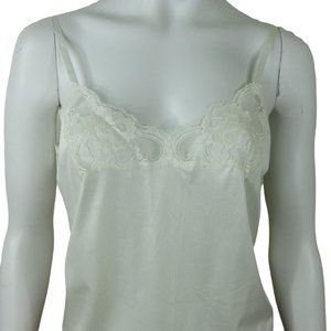 Vintage 80s VASSARETTE White Camisole Slip Top M Nylon Lingerie Y2K Pin Up USA